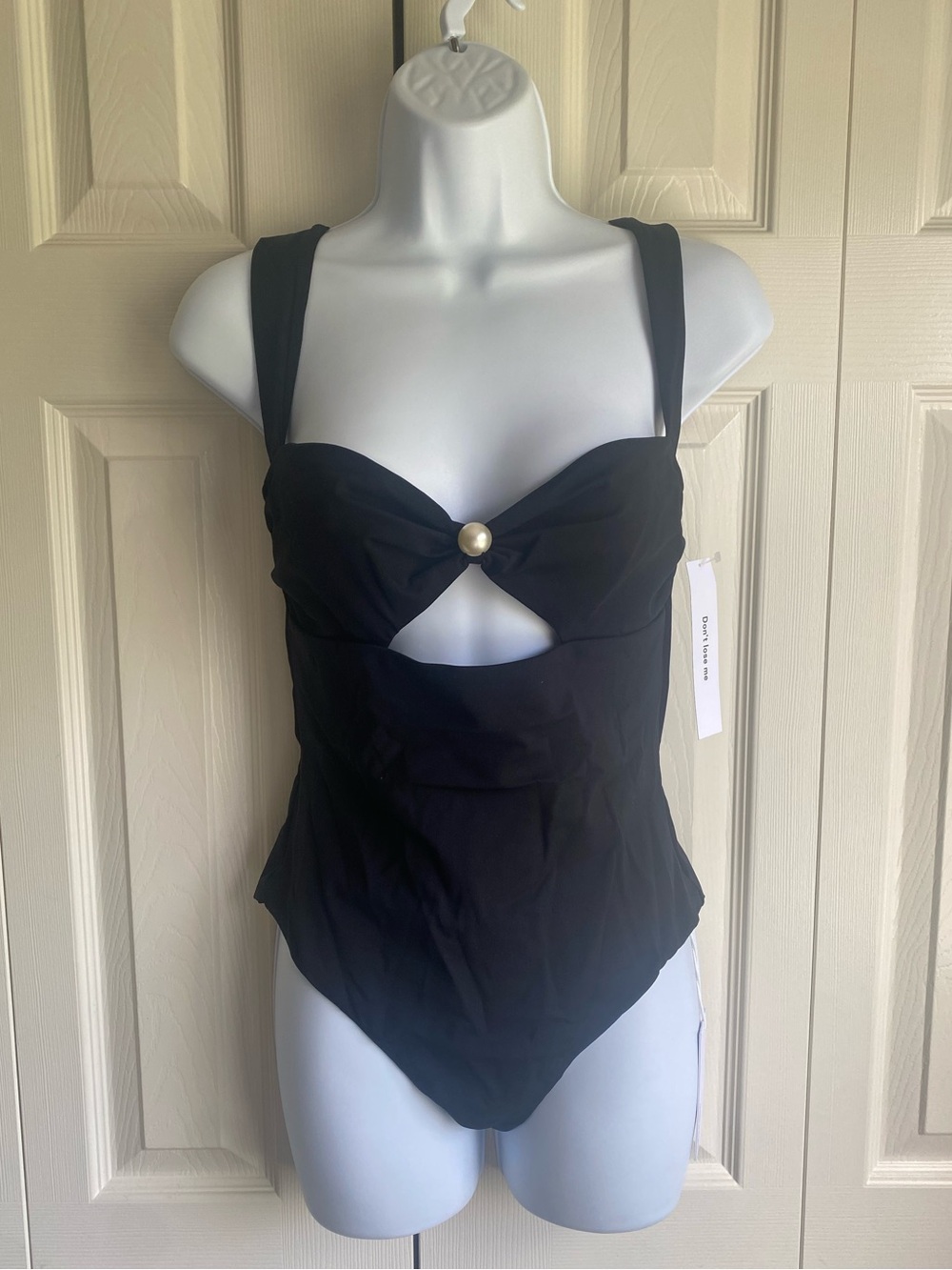 NWT Reformation Valera Black One-Piece Swimsuit with Pearl Accent - Picture 6 of 11